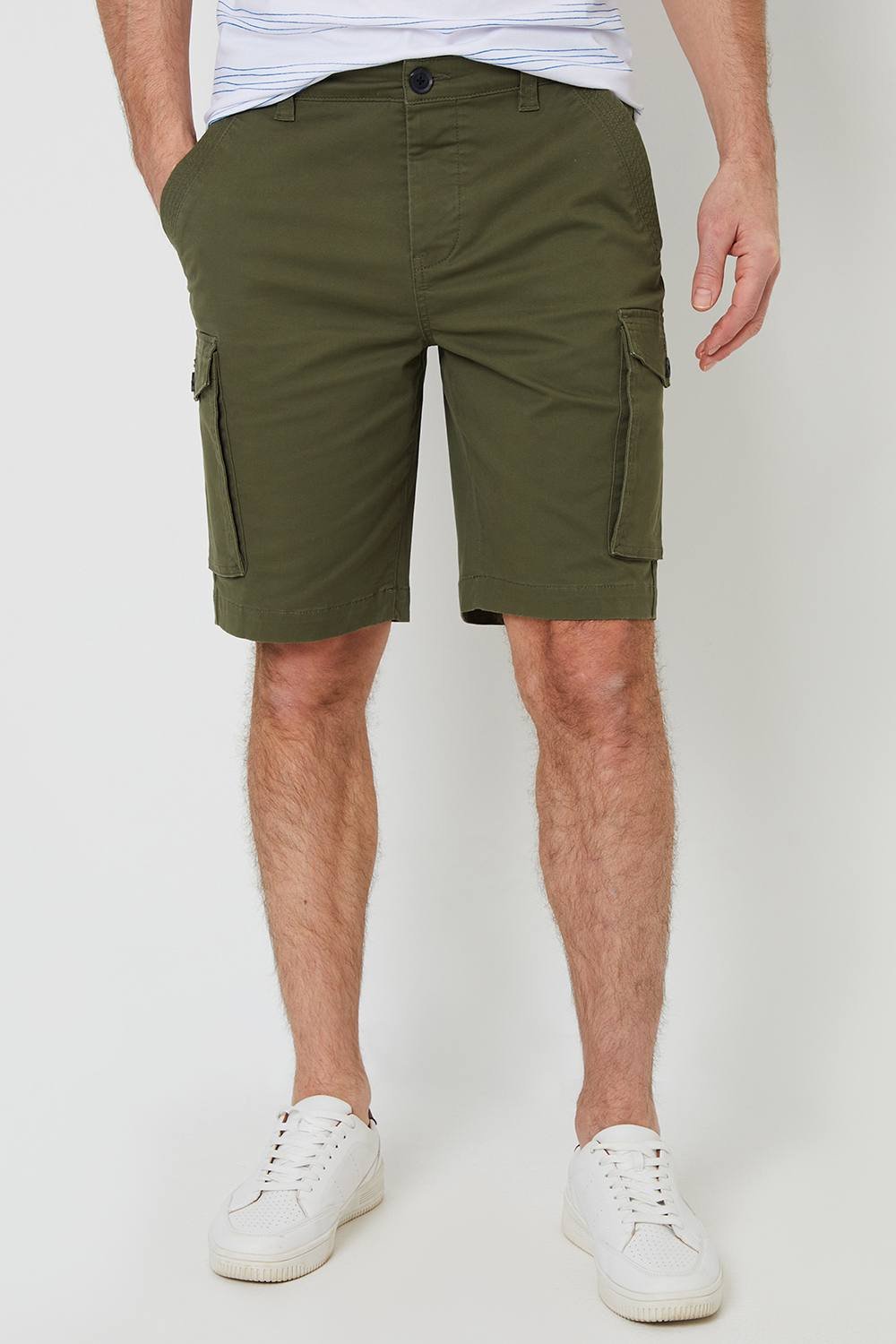 Saltwell Saltwell Men's Stretch Cotton Blend Cargo Shorts in Khaki - 2