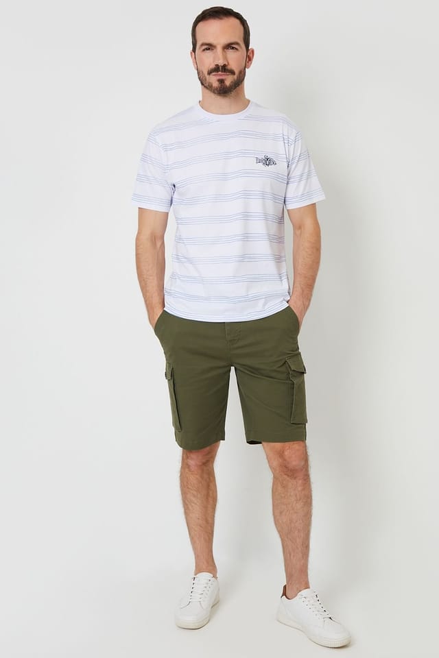 Saltwell Saltwell Men's Stretch Cotton Blend Cargo Shorts in Khaki - 3