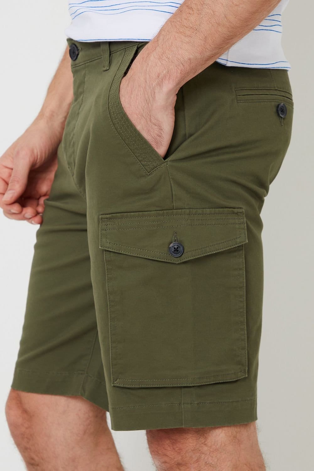 Saltwell Saltwell Men's Stretch Cotton Blend Cargo Shorts in Khaki - 4