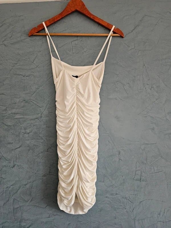 Femme Luxe Femme luxe white cut out ruched dress