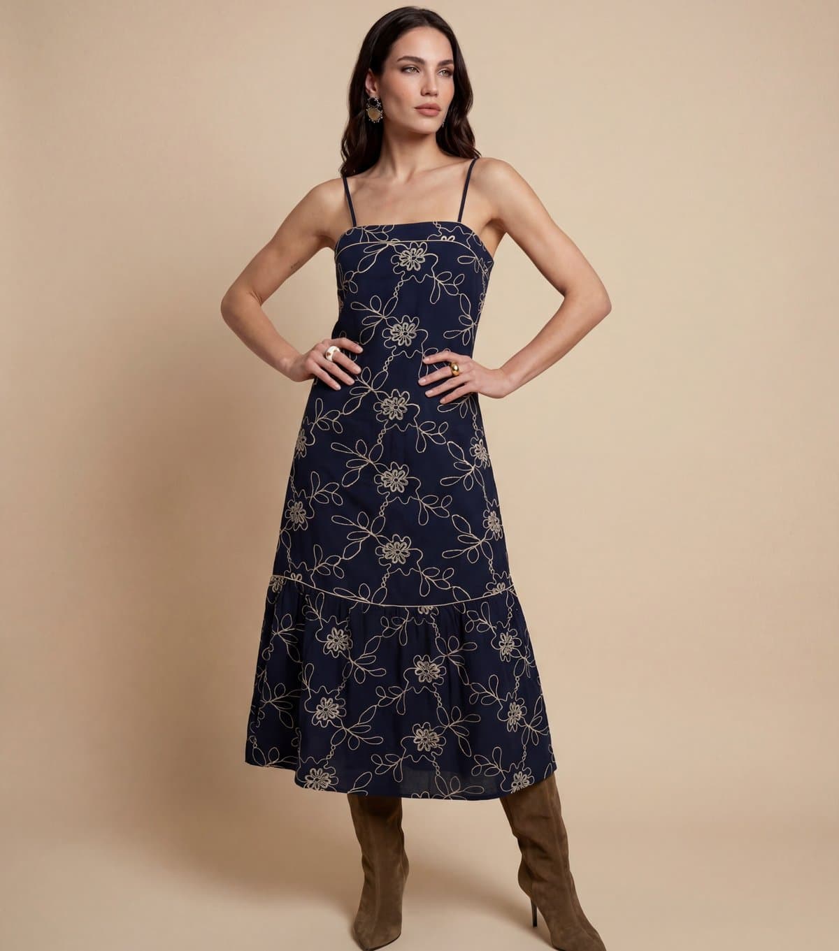 Urban Bliss Women's Navy Embroidered Maxi Dress Urban Bliss New Look