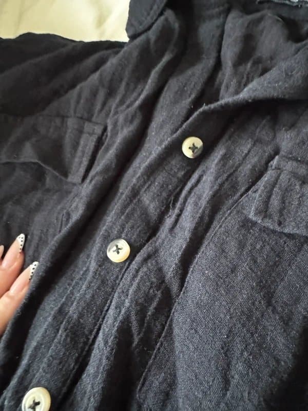 Bershka Bershka black linen like jumpsuit