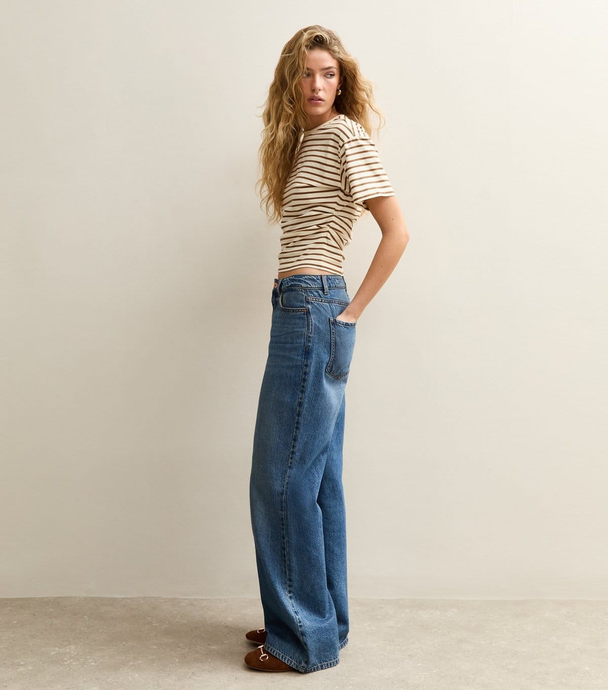 New Look Women's White and Brown Striped Corset Top New Look - 4