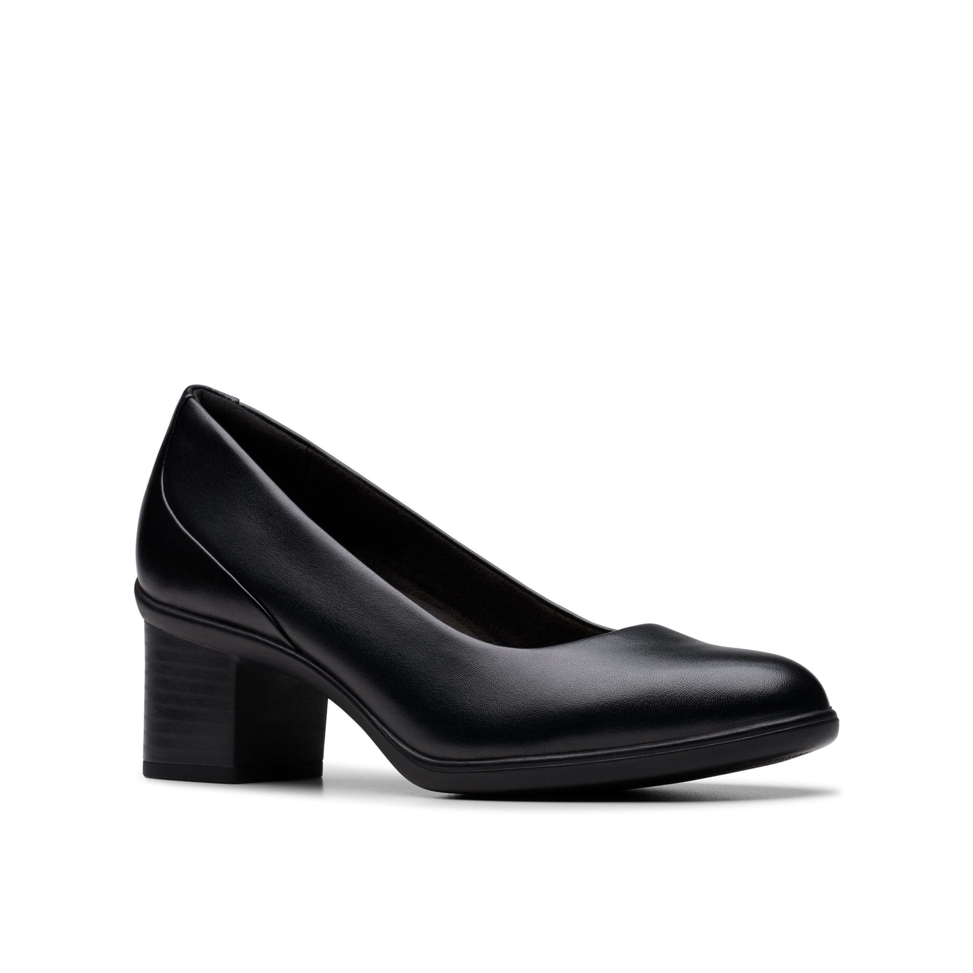 Clarks Clarks Women's Shaya Poppy Black Leather Slip Ons, Heels - 4