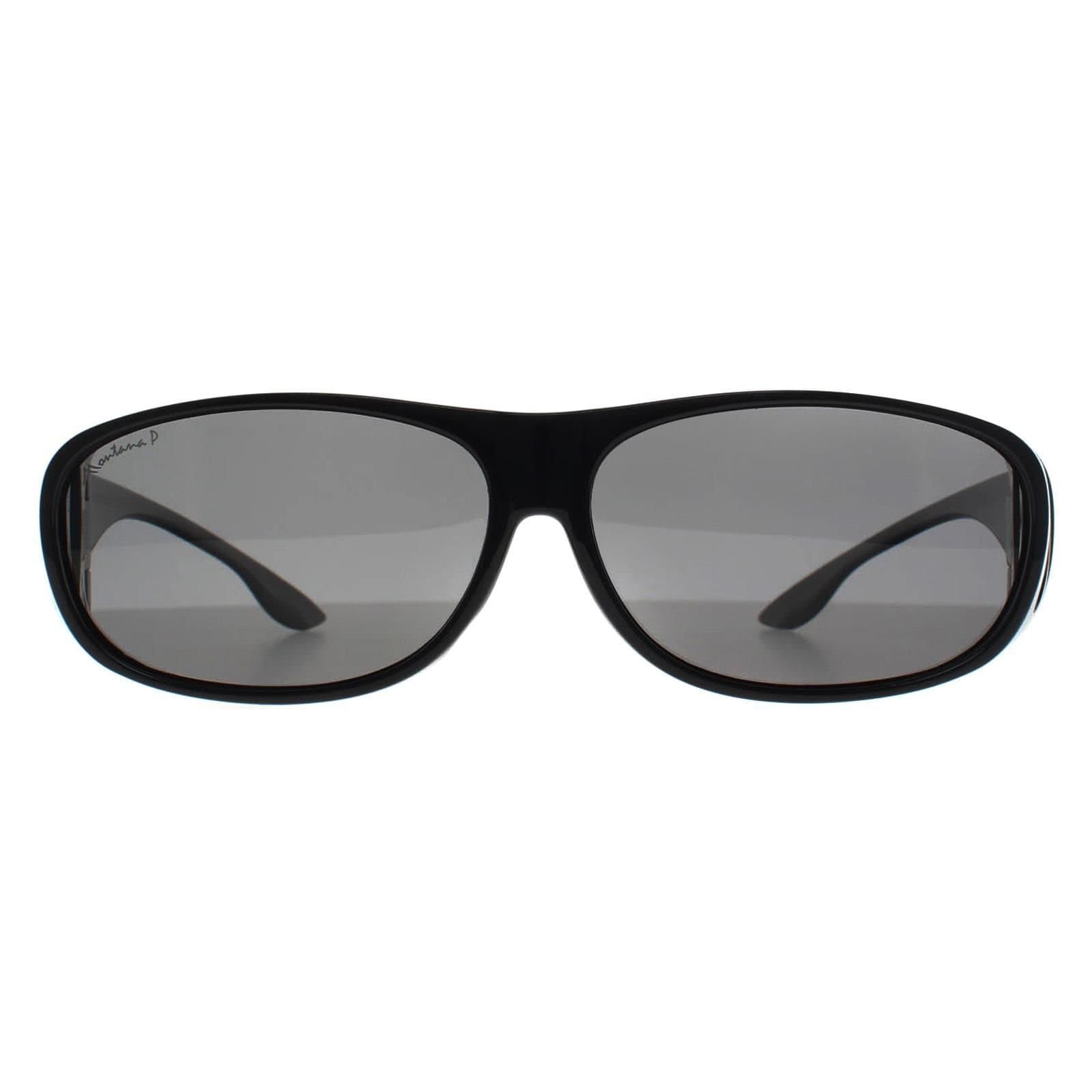 montana montana Men's Rectangle Shiny Black Smoke Polarized FO2 Fit Over Glasses Sunglasses