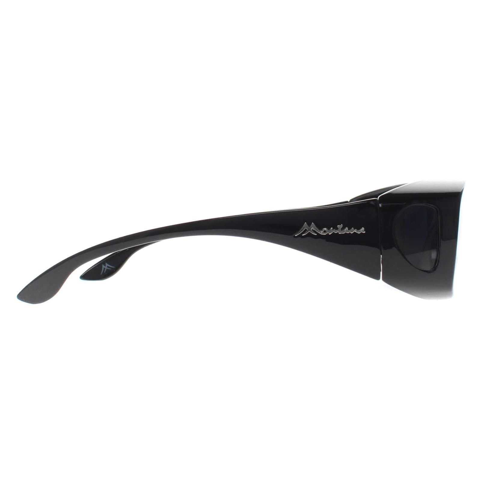 montana montana Men's Rectangle Shiny Black Smoke Polarized FO2 Fit Over Glasses Sunglasses - 4