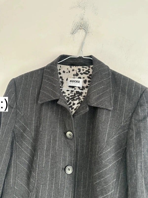 Hucke Hucke blazer jacket grey pinstripe wool formal 10 - 1