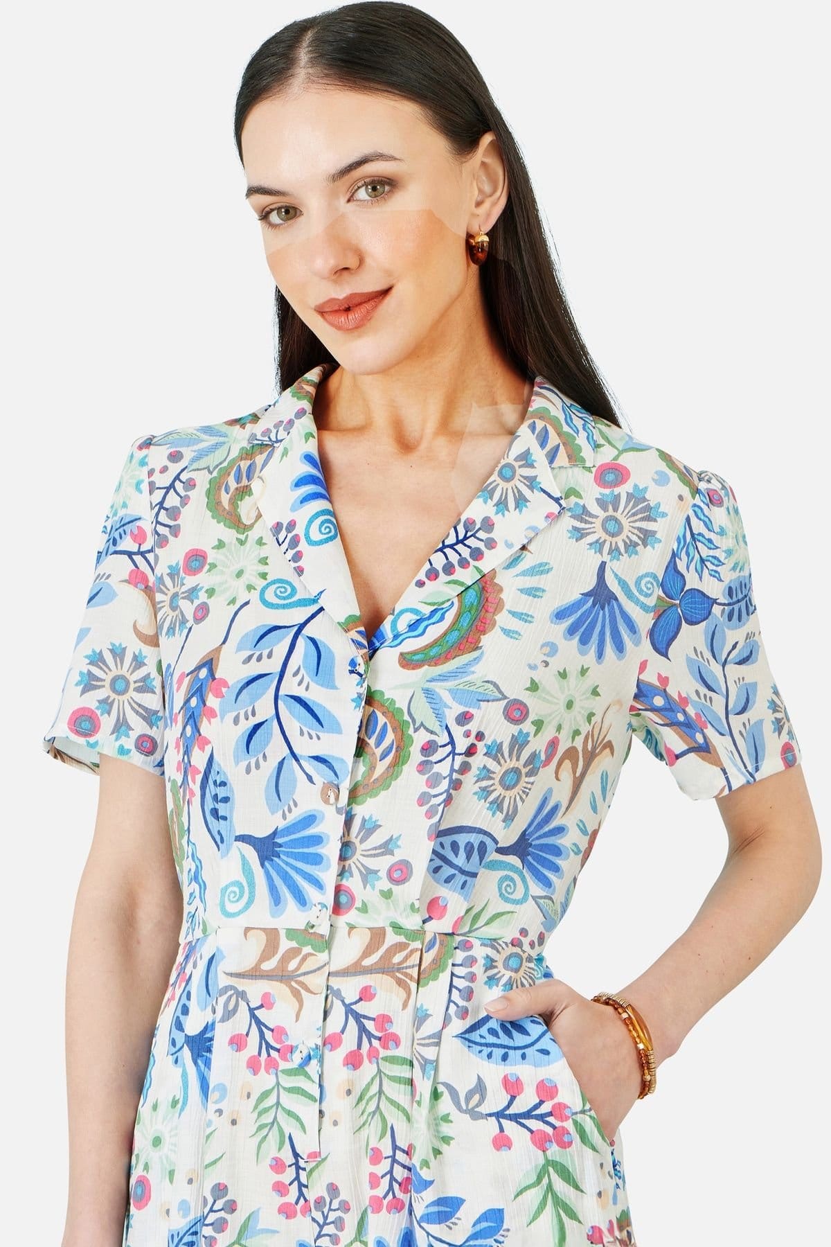 Yumi Yumi Women's Multicolour Paisley Retro Print Playsuit in Natural White - 4