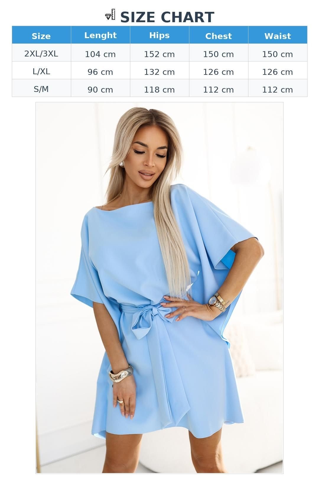 Love Lace Love Lace Women's Knee Length Butterfly Dress with Waist Tie in Blue - 4