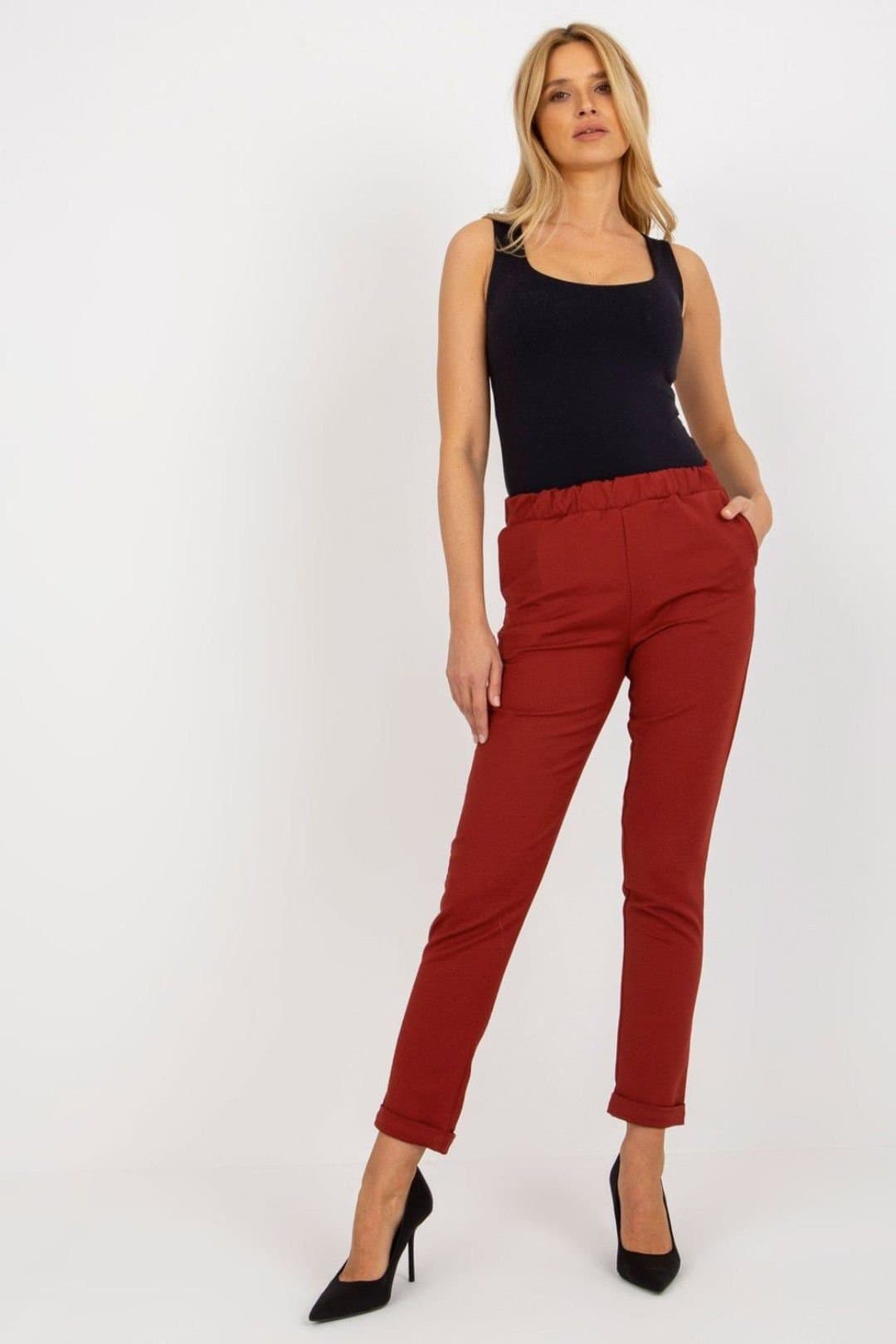 Love Lace Love Lace Red Elastic Waist Slip Pocket Pants
