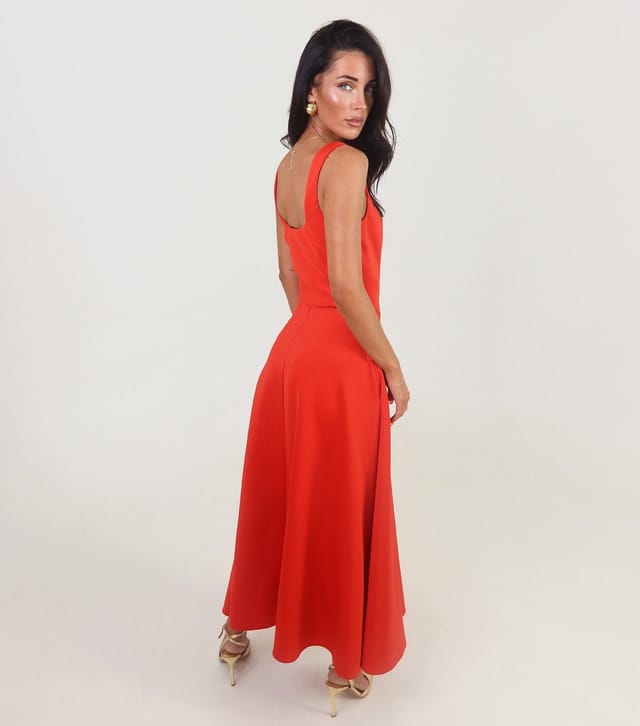 AX Paris Women's Bright Orange Square Neck Midi Dress AX Paris New Look - 3