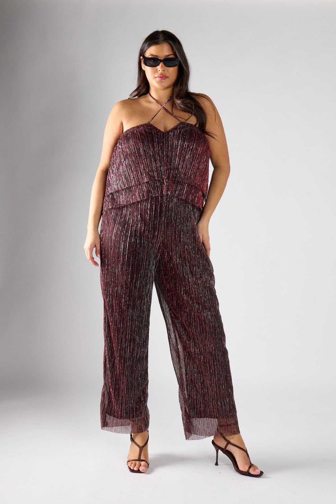 Shnoo Shnoo Women's Pleated Cami Jumpsuit in Red