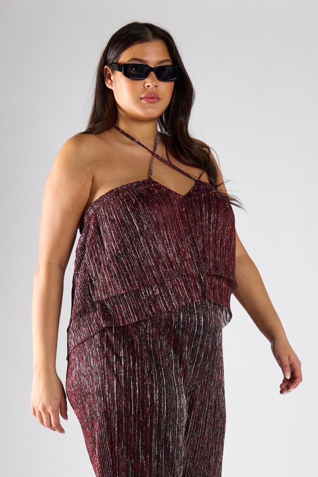 Shnoo Shnoo Women's Pleated Cami Jumpsuit in Red - 4
