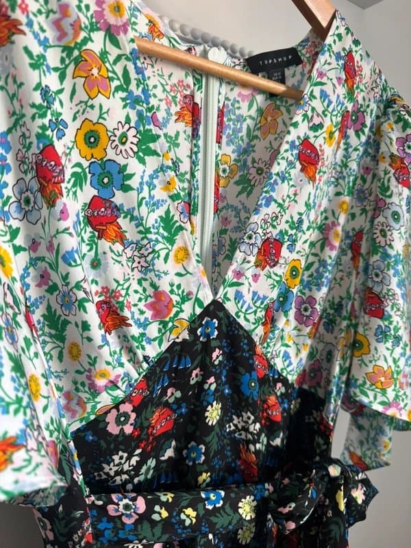 Topshop Topshop floral tie waist dress