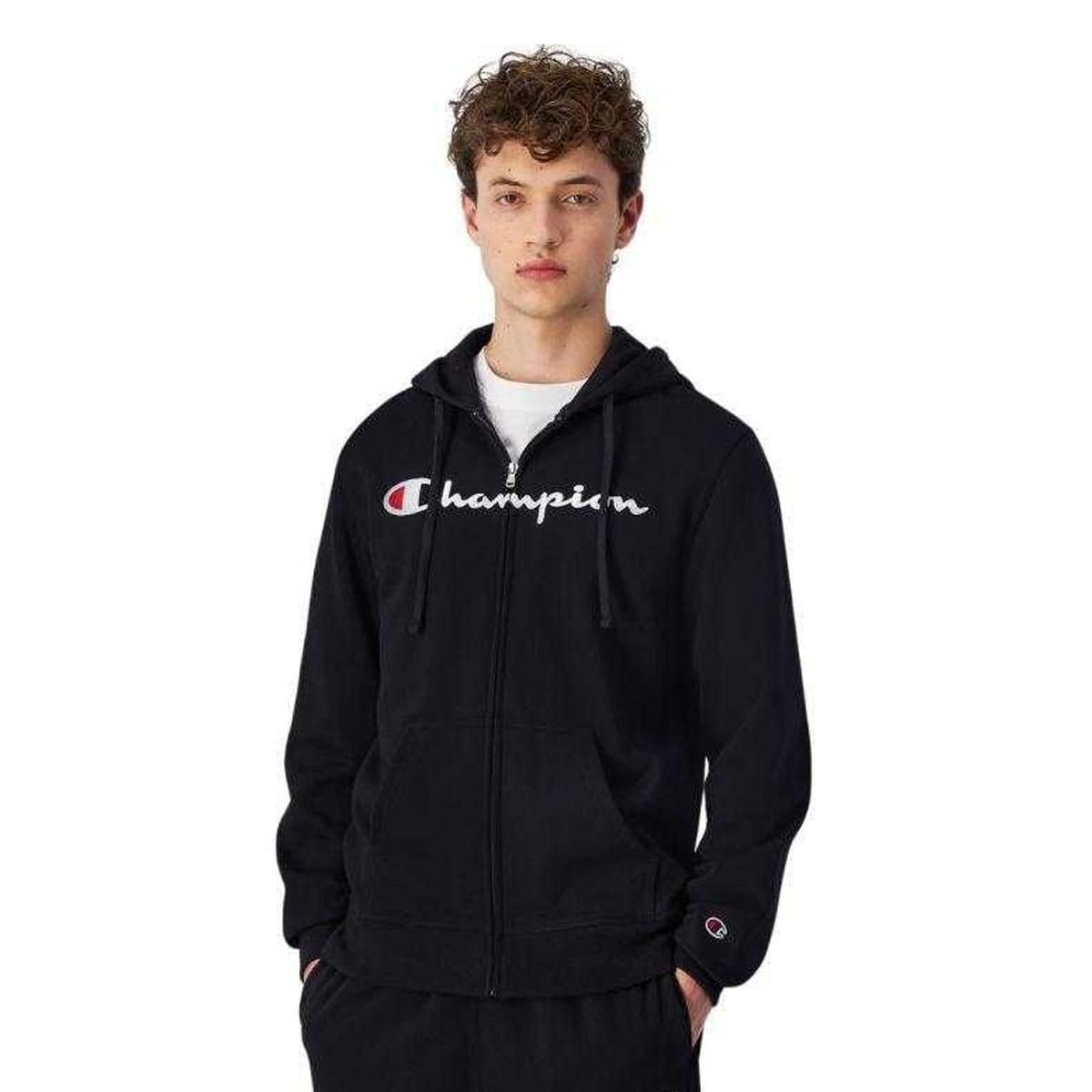 Champion Champion Men's Branded Sleeve Full Zip Hoodie in Black - 4