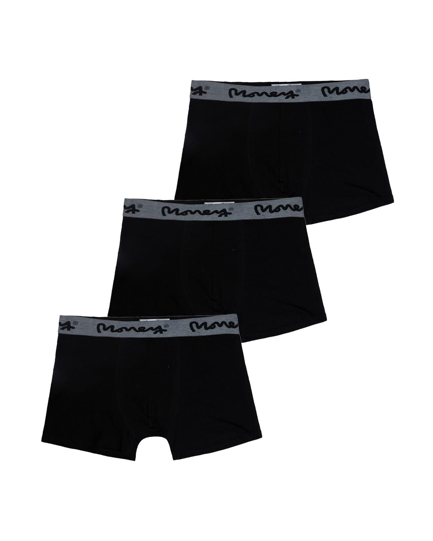 Money Money Men's Black Steel Boxers 3pk