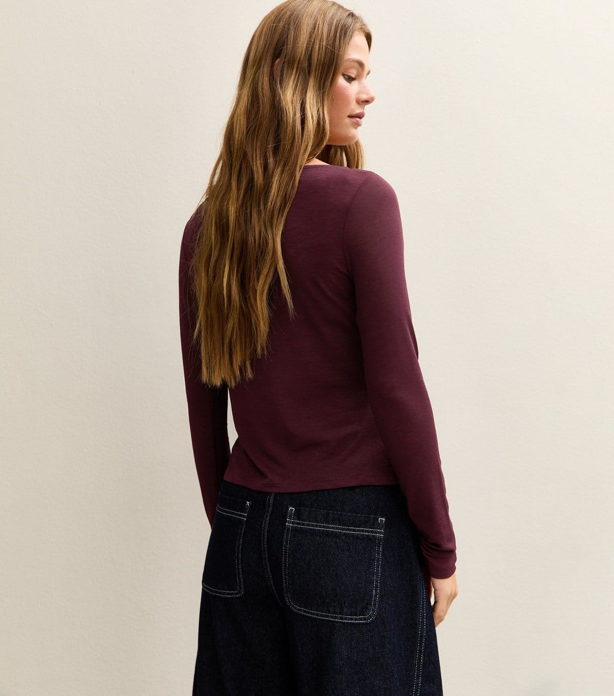 New Look Women's Burgundy Button Through Long Sleeve Top New Look - 4