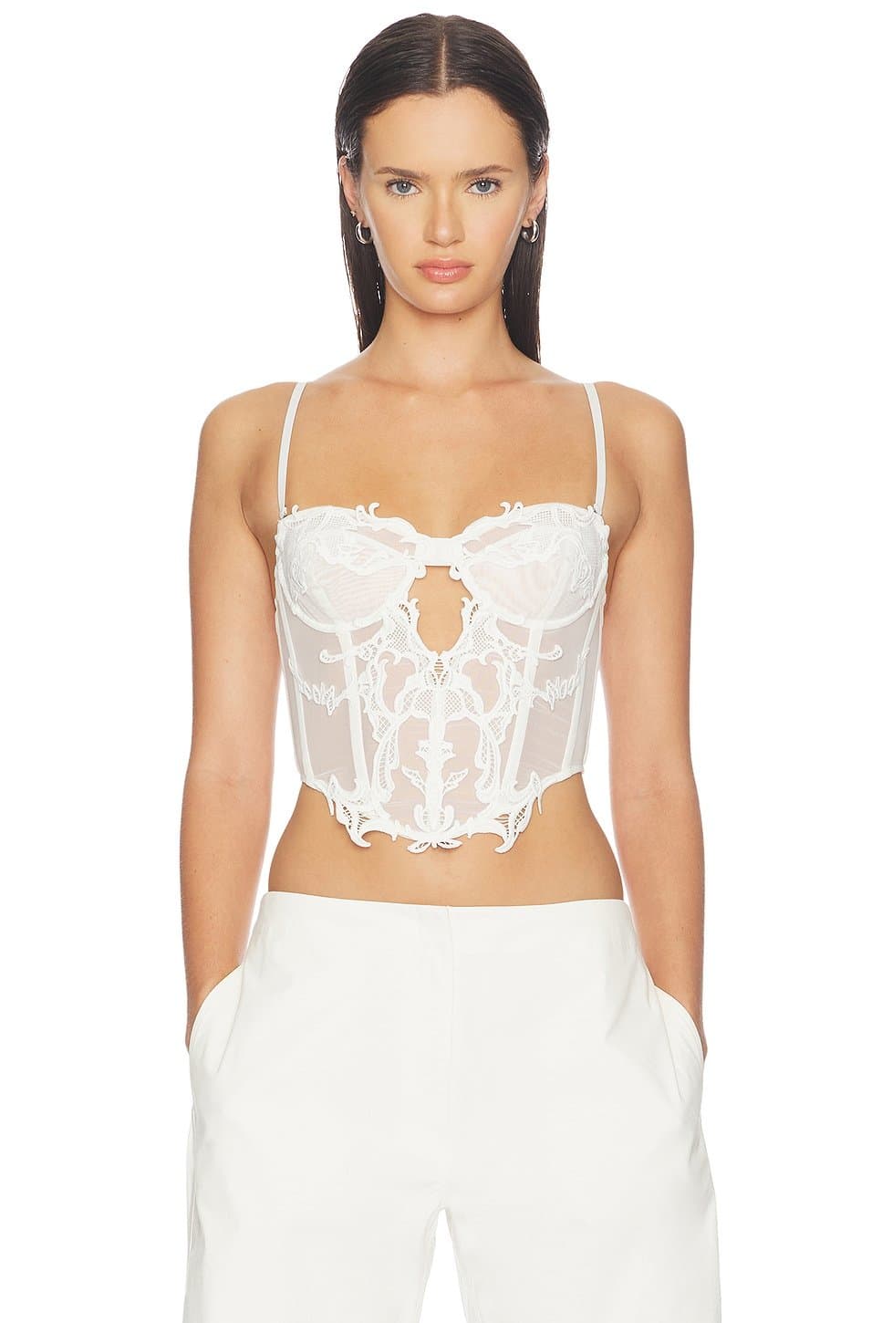revolve Revolve White Lace Crop Corset