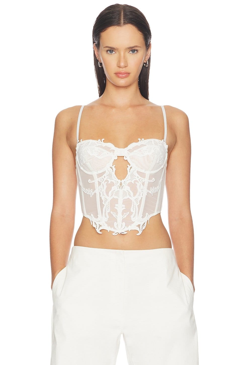 Revolve White Lace Crop Corset