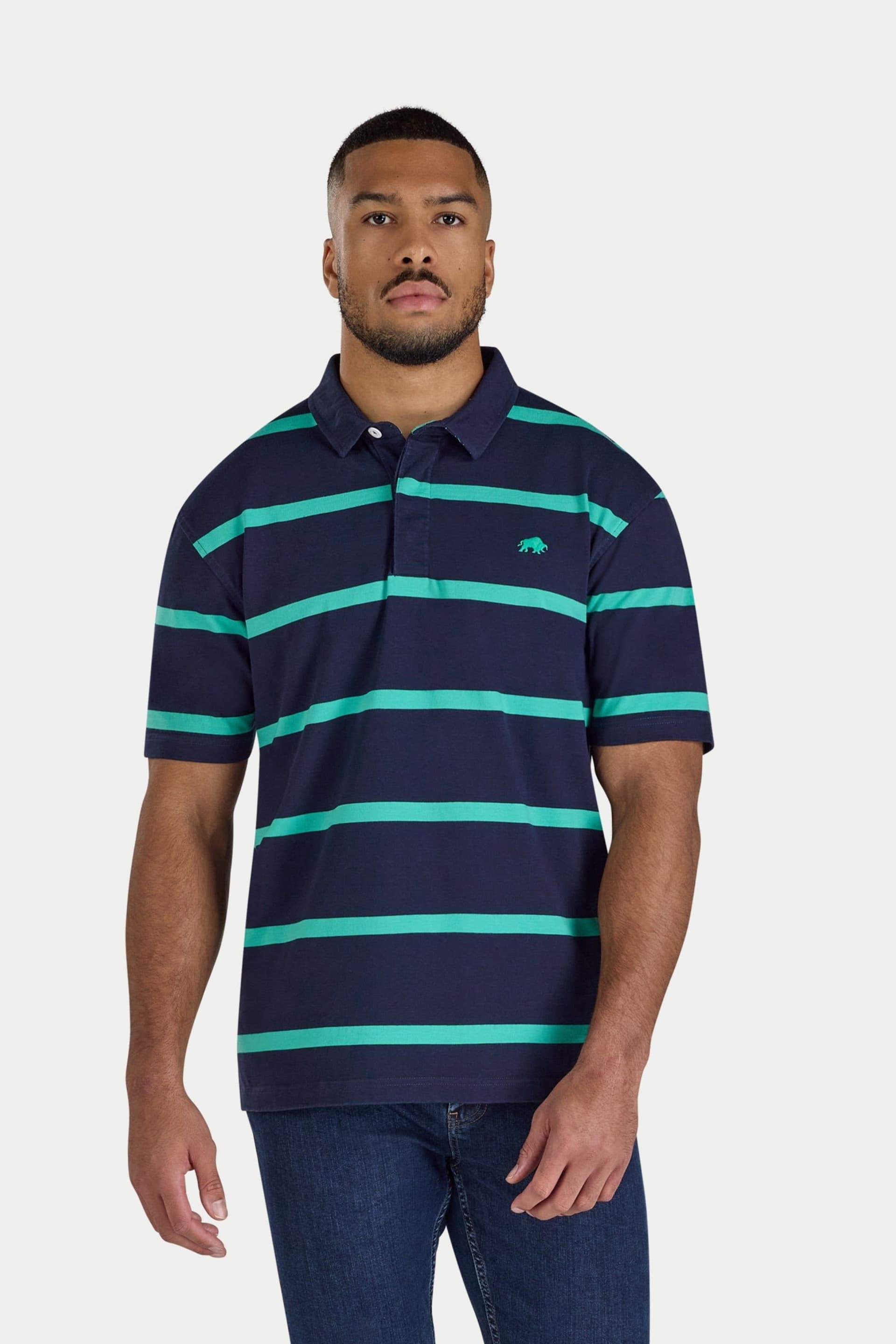 raging bull Raging Bull Men's Thick Stripe Rugby in Navy
