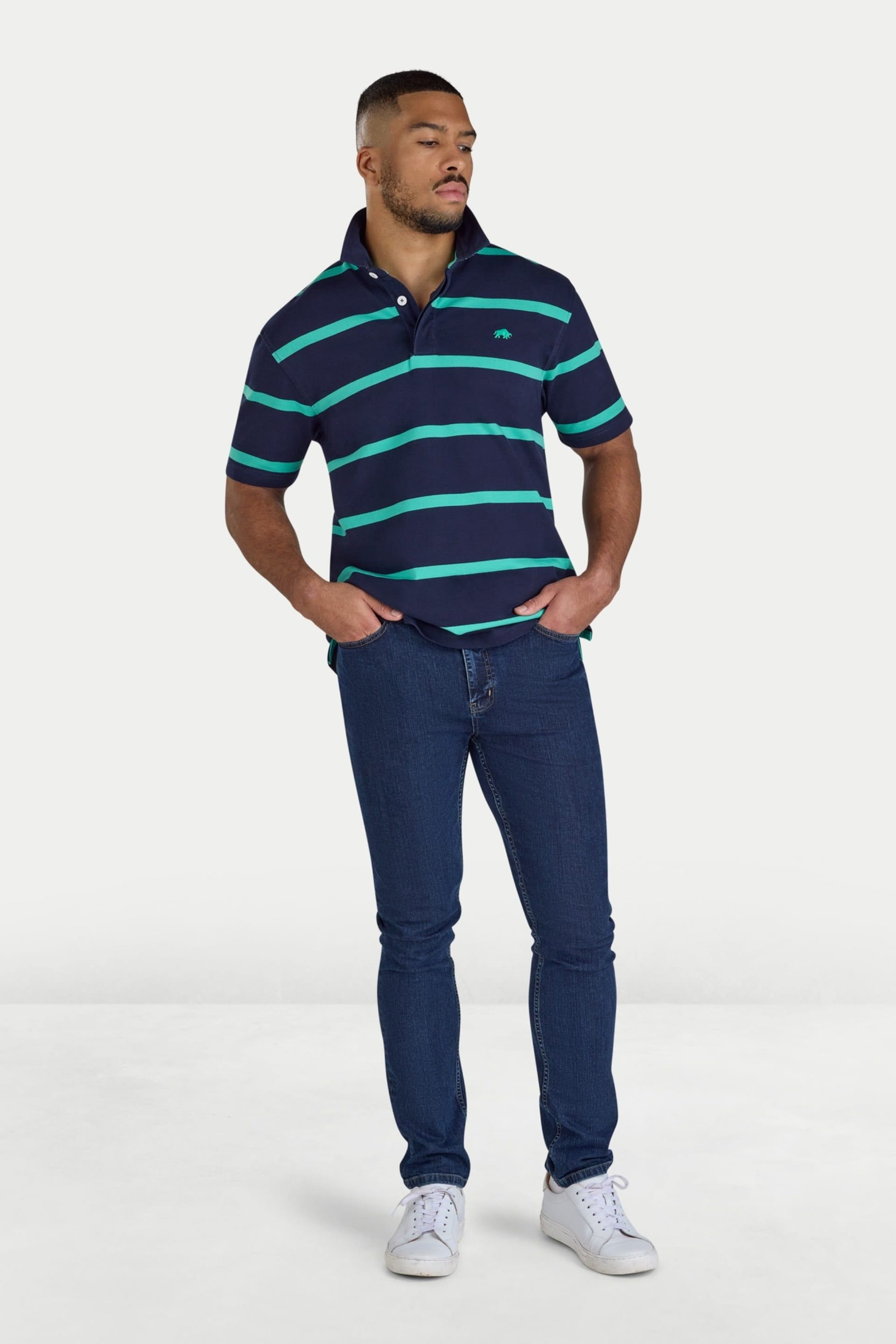 raging bull Raging Bull Men's Thick Stripe Rugby in Navy - 4