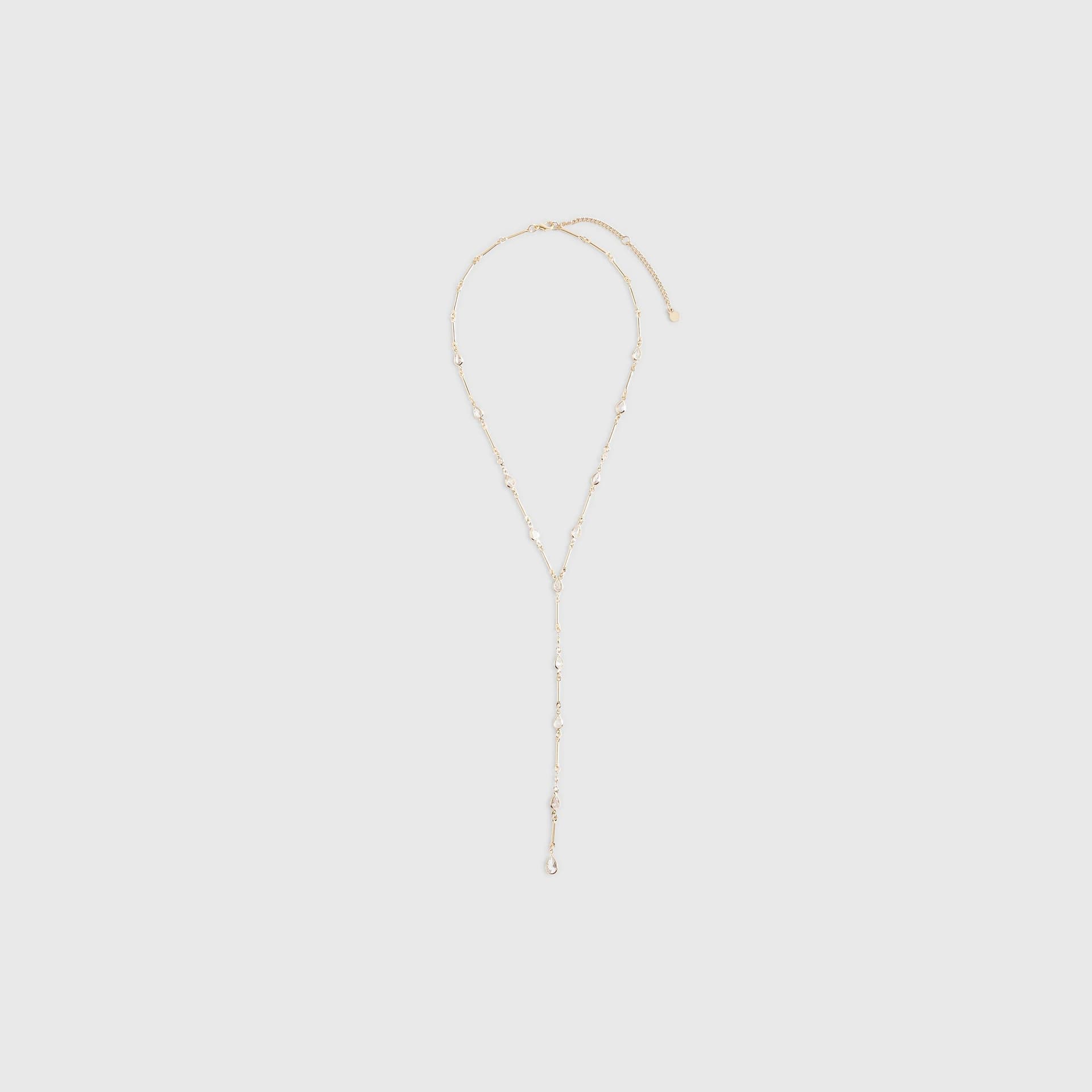 River Island River Island Womens Gold Diamond Simulant Y Necklace
