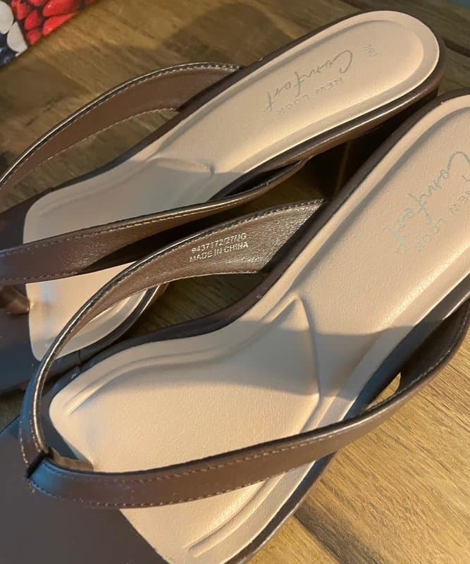 New Look New Look Comfort Dark Brown Faux Leather T Bar Block Heel Sandals - Size 7