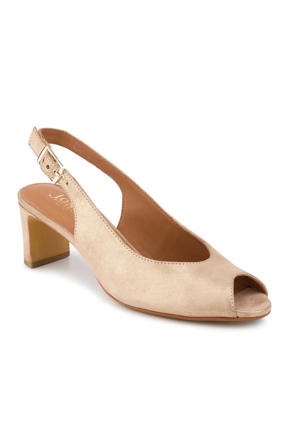Jones Bootmaker Jones Bootmaker Women's Xiomara Leather Slingback Court Shoes in Gold