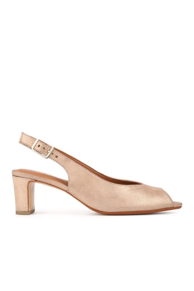 Jones Bootmaker Jones Bootmaker Women's Xiomara Leather Slingback Court Shoes in Gold - 2