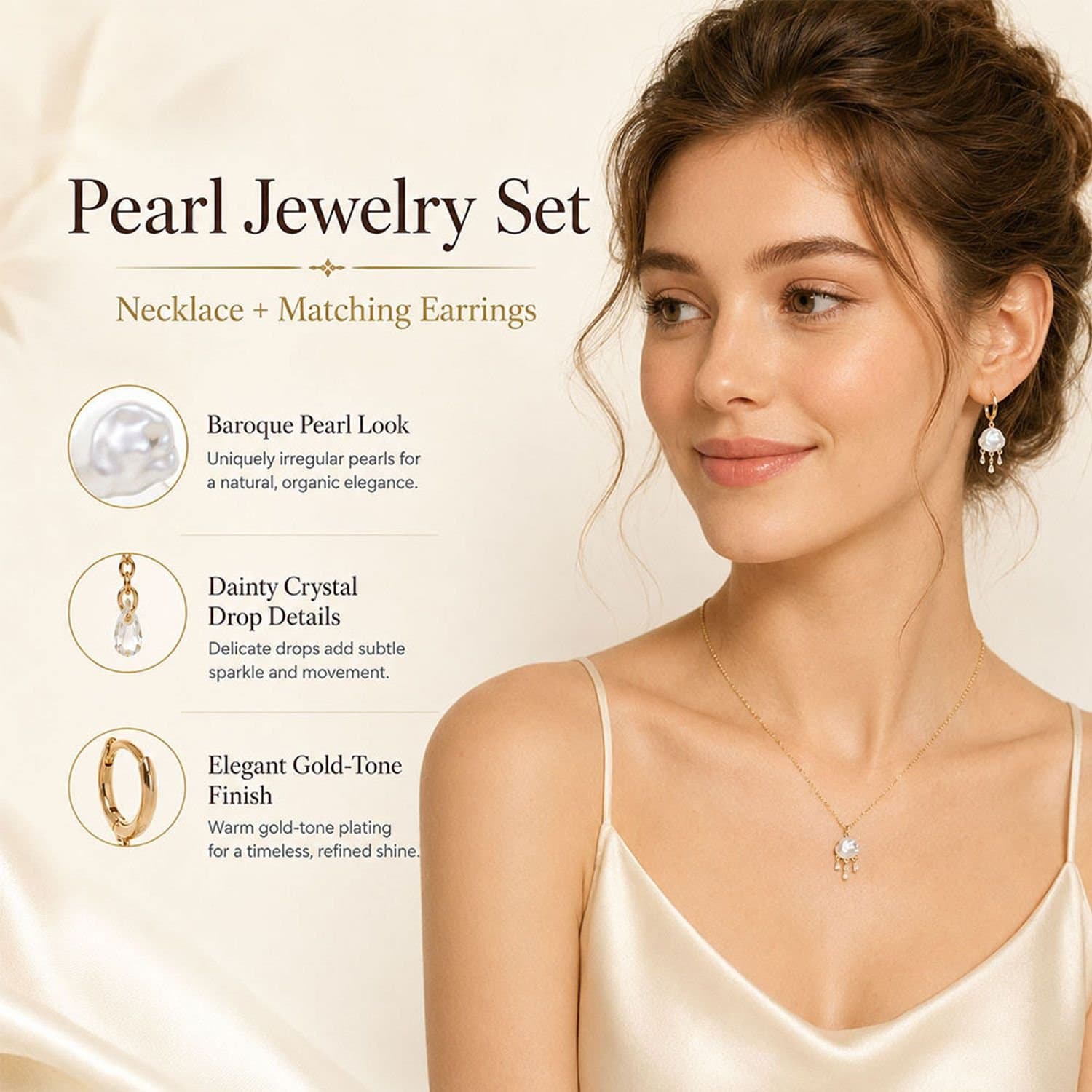 Lovii Lovii Women's 18K Gold Plated Baroque Pearl Jellyfish Jewelry Set