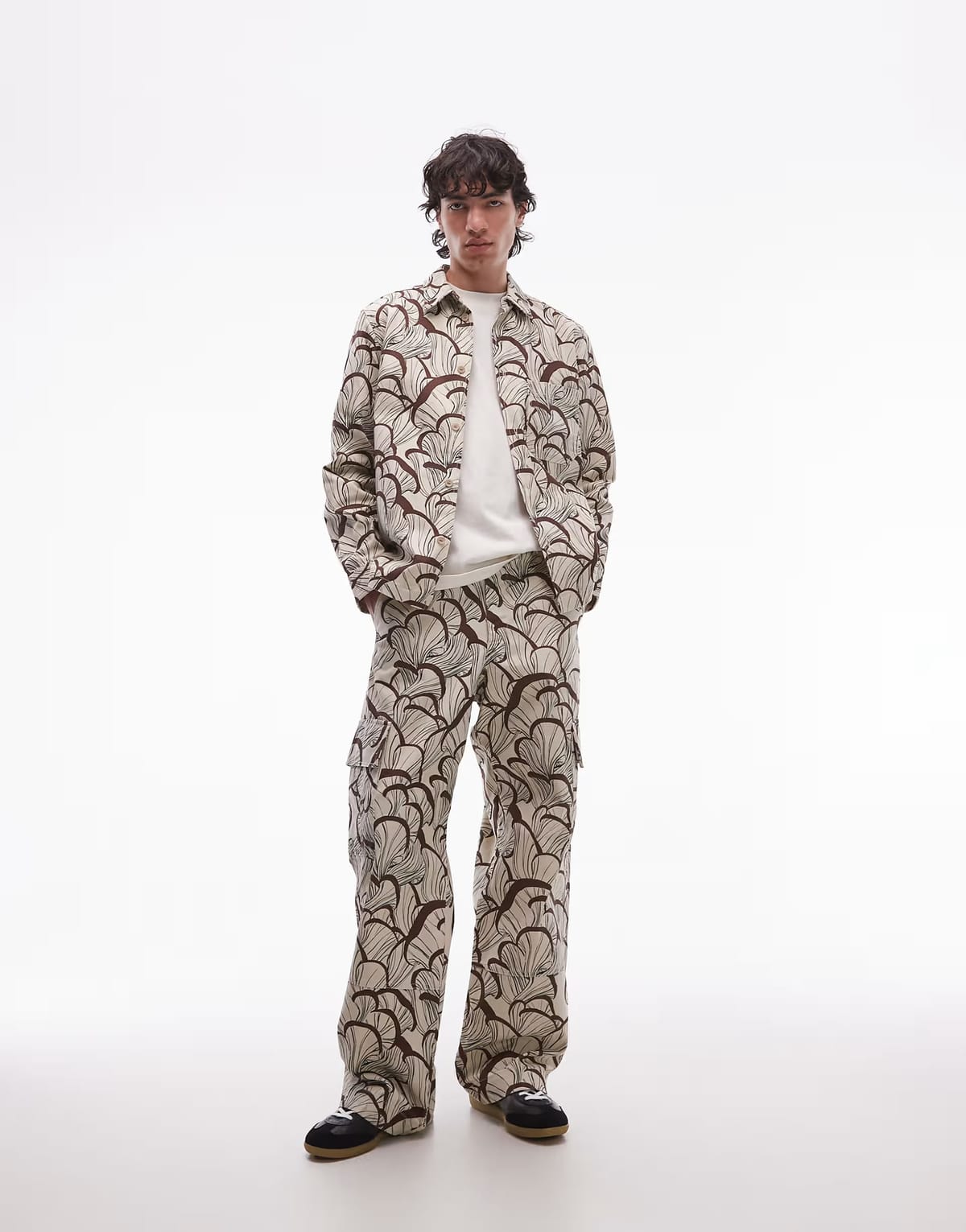 ASOS Double A By Wood Wood Robert cargo trousers co-ord in all over mushroom print - 1