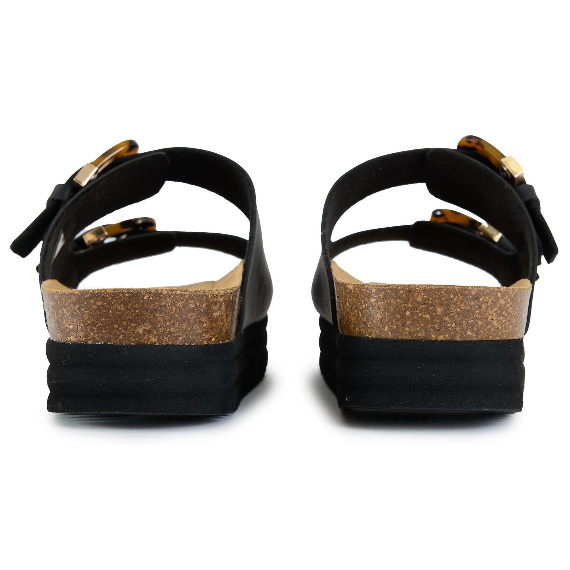 V.GAN V.GAN Women's Plum Tortoiseshell Comfort Footbed Sandals in Black - 4