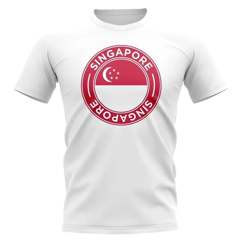 Singapore Singapore Men's Personalised Football Badge T-Shirt in White