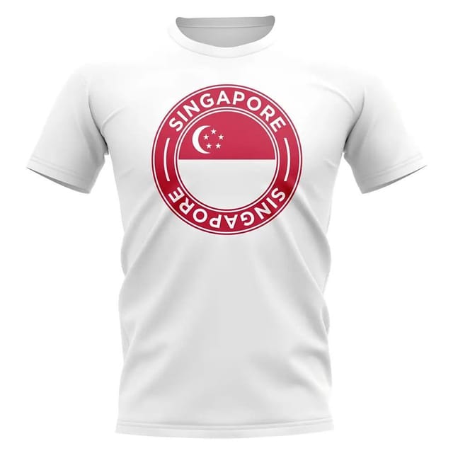 Singapore Singapore Men's Personalised Football Badge T-Shirt in White - 2