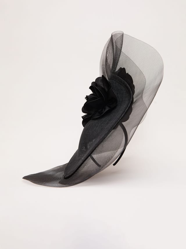 Phase Eight Phase Eight Women's Flower Veil Statement Fascinator in True Black - 2