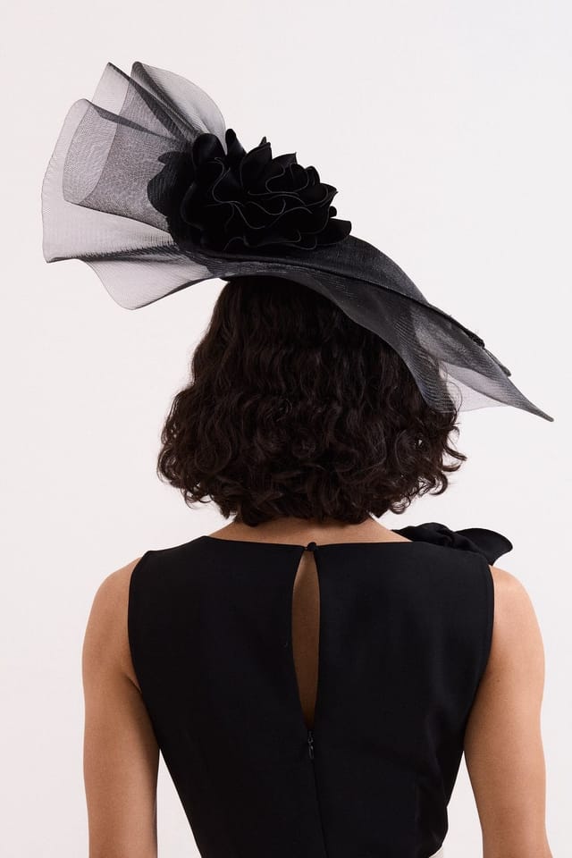 Phase Eight Phase Eight Women's Flower Veil Statement Fascinator in True Black - 3