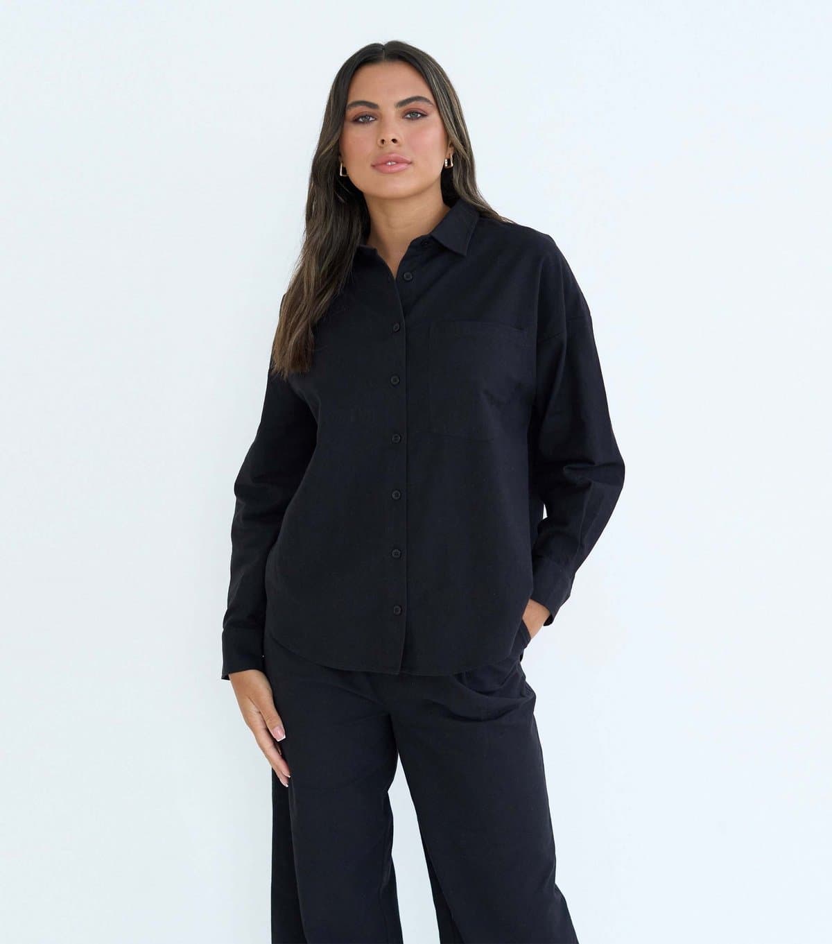 Urban Bliss Urban Bliss Black Cotton Blend Oversized Shirt