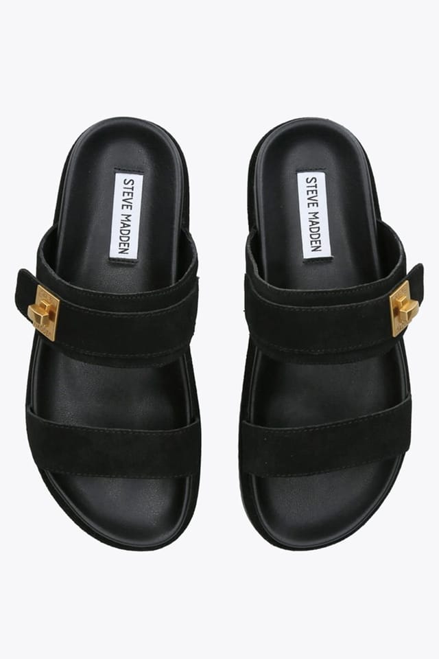 Steve Madden STEVE MADDEN Women's 'Take Two Black Suede' Suede Sandals - 2
