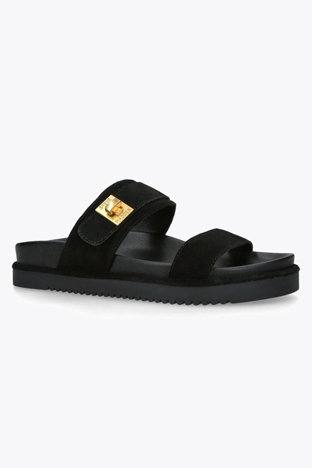 Steve Madden STEVE MADDEN Women's 'Take Two Black Suede' Suede Sandals - 4
