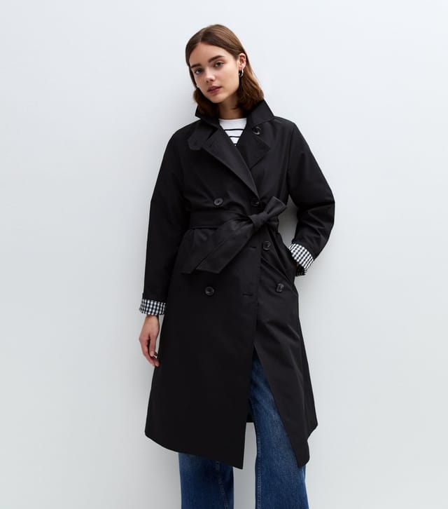 New Look Women's Black Double Breasted Trench Coat New Look - 2