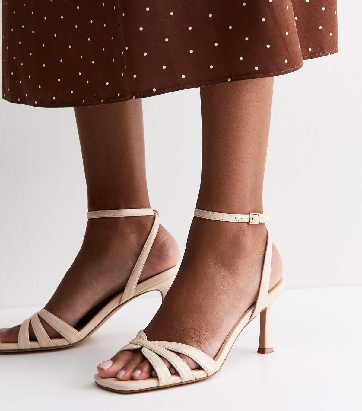 New Look New Look Off White Faux Leather Strappy Stiletto Sandals