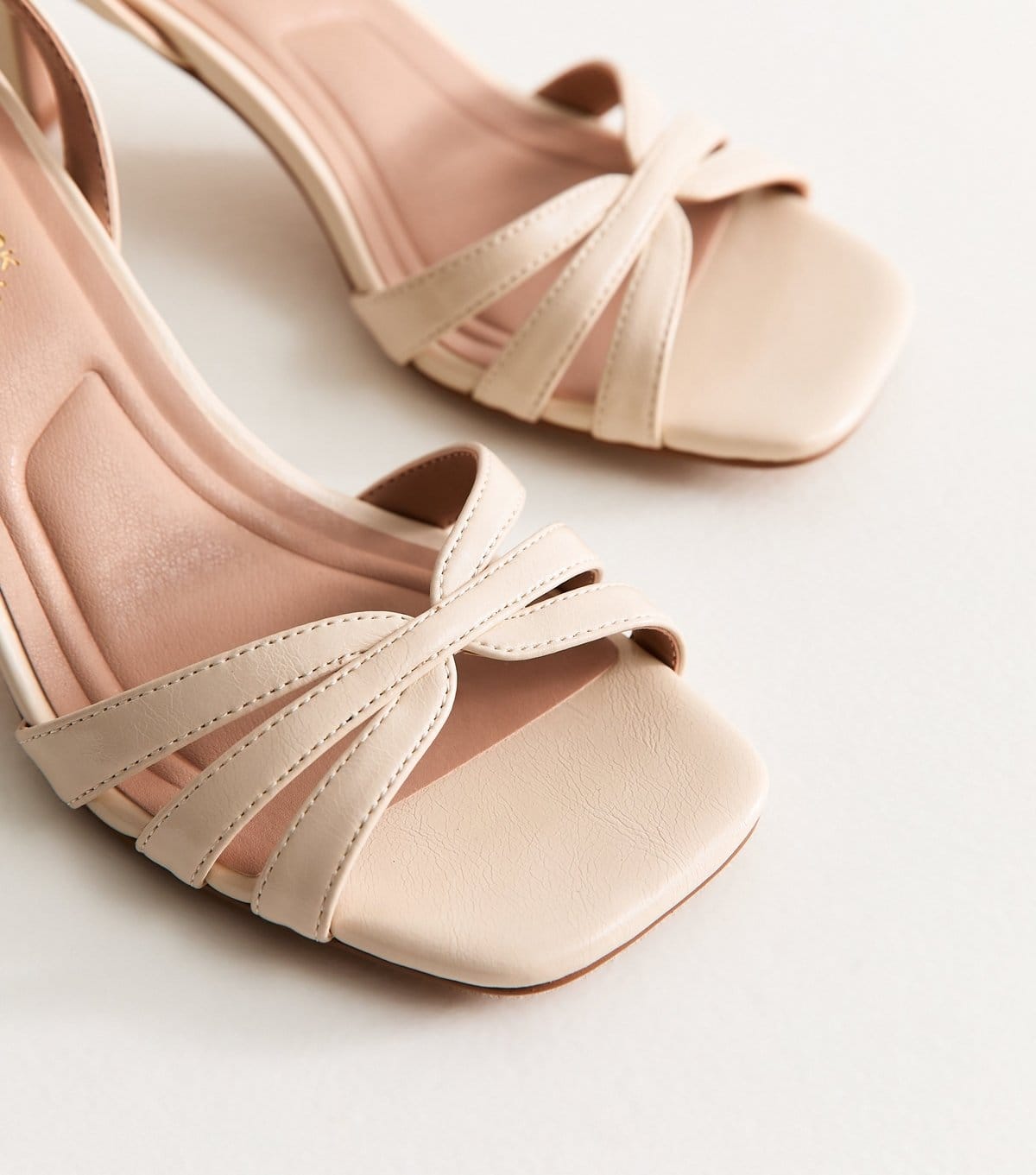 New Look Women's Off White Faux Leather Strappy Stiletto Sandals Vegan New Look - 4