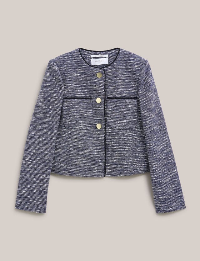 Hobbs London Hobbs London Women's Aleena Cropped Textured Jacket in Mid Navy - 2