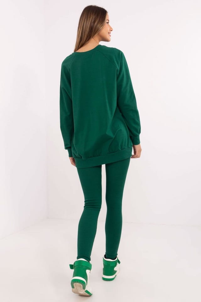 Love Lace Love Lace Women's Cotton Sweatshirt & High Waist Leggings Set Style 206110 in Green - 3