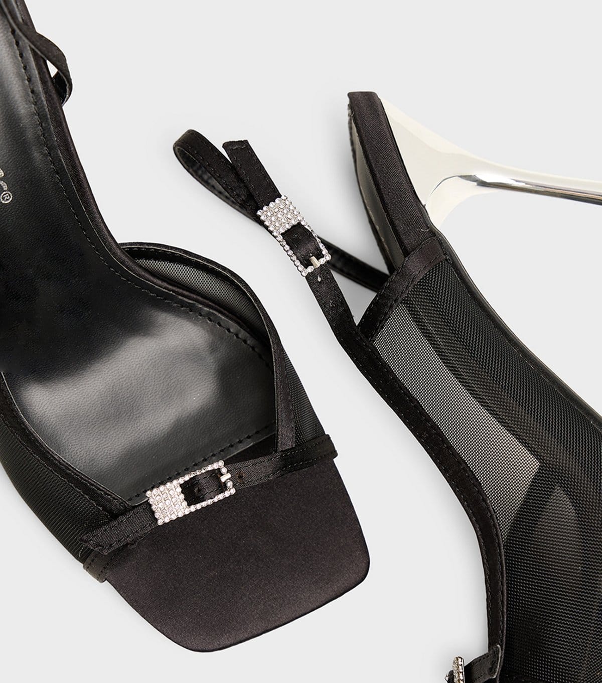 Public Desire Women's Black Grattitude Slingback Strap Square Top Stiletto Heels Public Desire New Look - 4