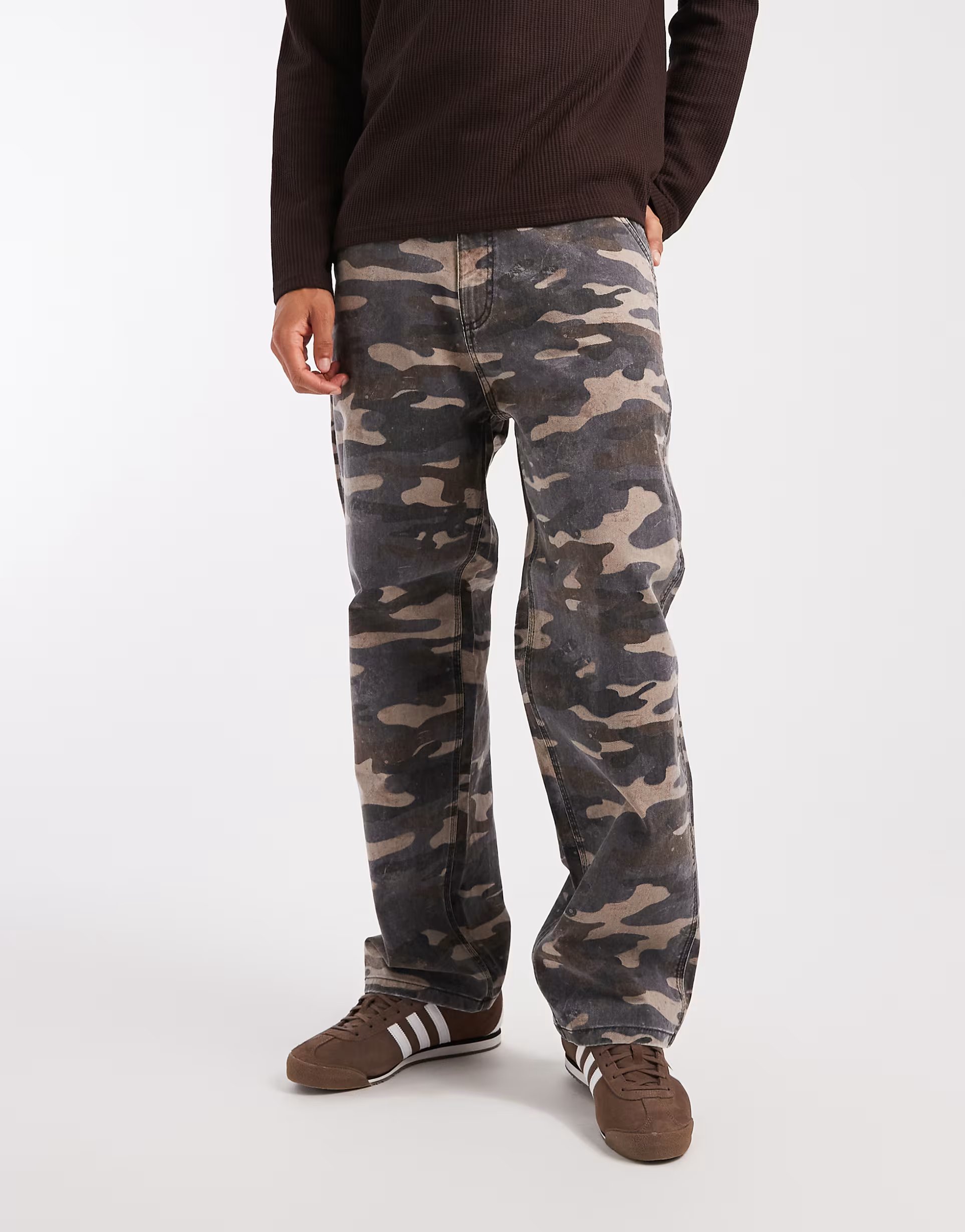 ASOS Jack & Jones Alex baggy workwear camo trousers in multi - 1