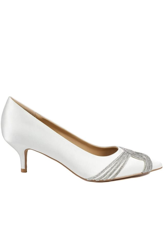 Jones Bootmaker Jones Bootmaker Women's Zaina Embellished Detail Occasion Court Shoes in Ivory - 2