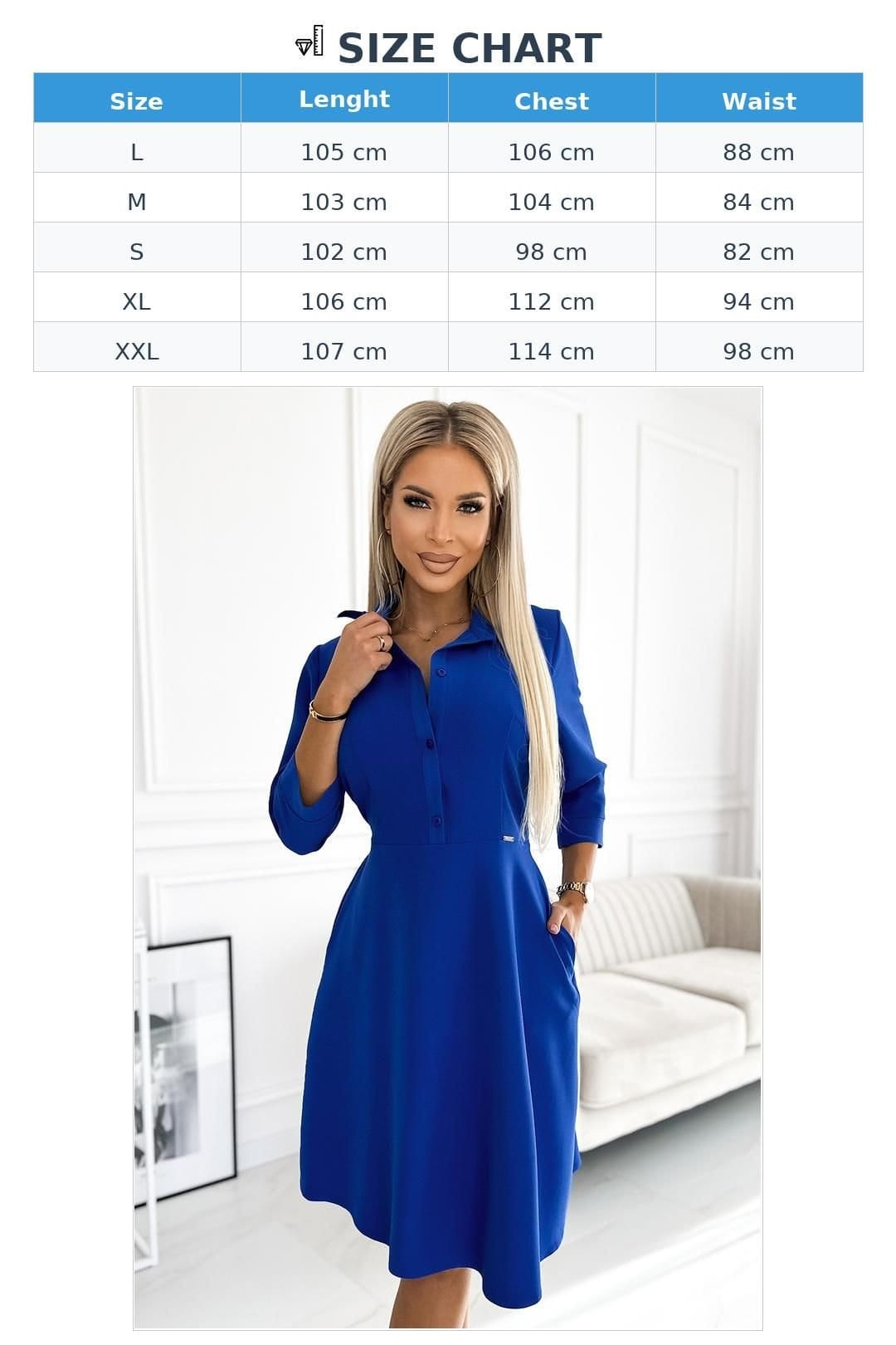 Love Lace Love Lace Women's Shirred Flared Dress with Belt in Blue - 4