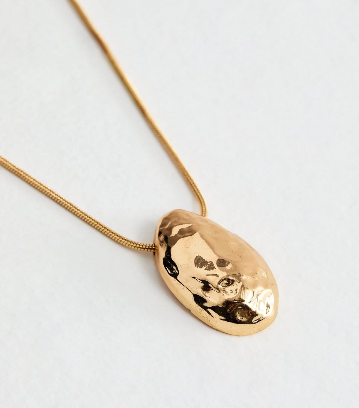 New Look Gold Tone Beaten Dome Long Necklace New Look - 4