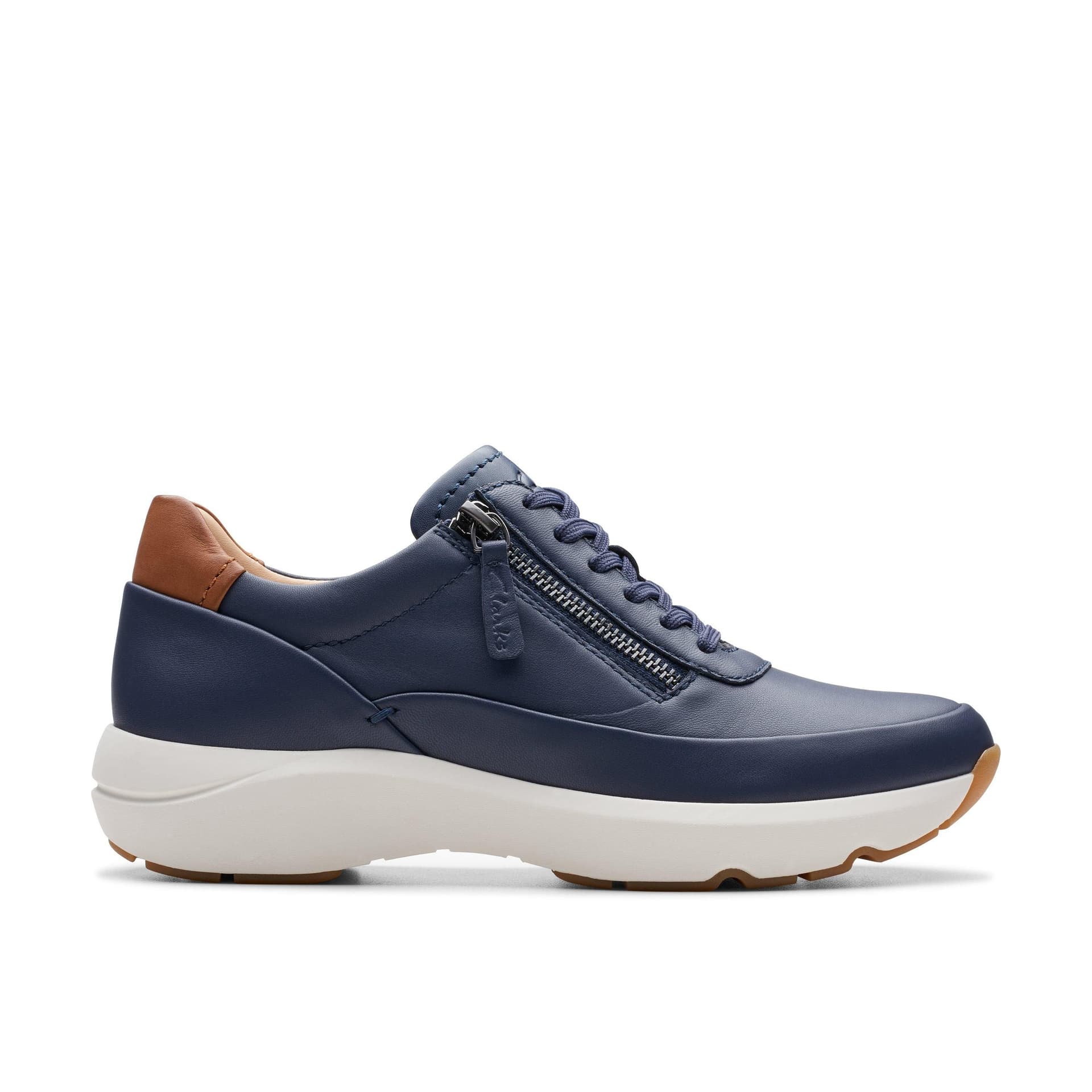 Clarks Clarks Women's Tivoli Zip Navy Leather Trainers in Blue